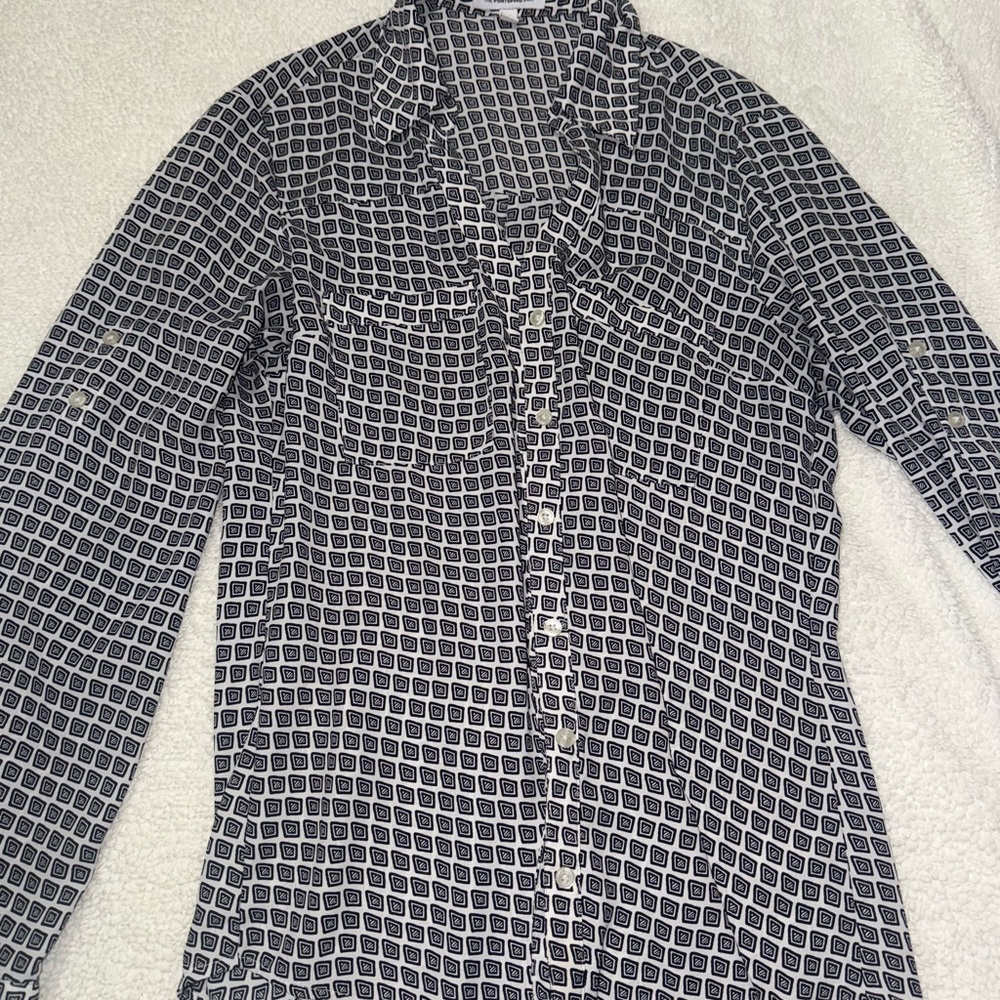 Express Black and White Patterned Blouse